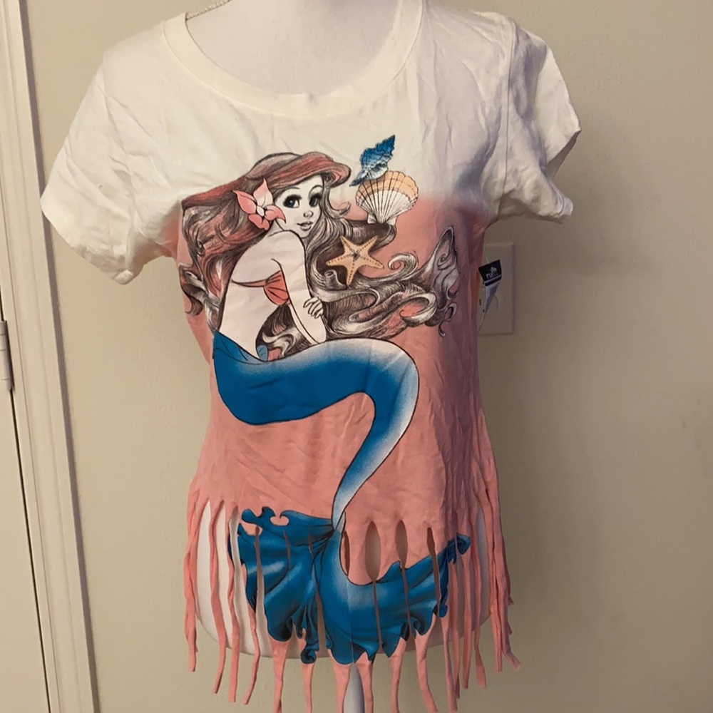 Disney White and Pink Little Mermaid Fringe Tee - Picture 3 of 5